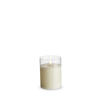 Clear Glass Ivory Pillar Candle 3.5 x 5"