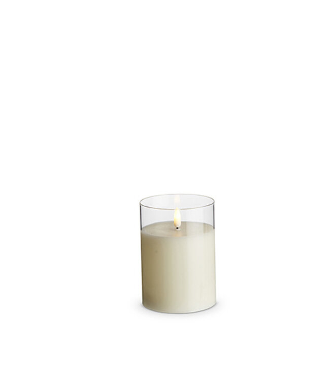 Clear Glass Ivory Pillar Candle 3.5 x 5"