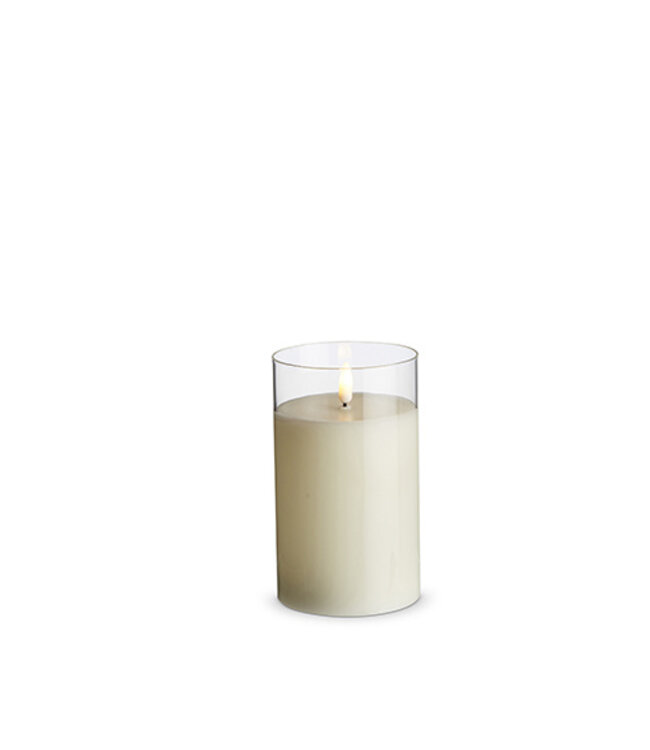Clear Glass Ivory Pillar Candle 3.5 x 6"