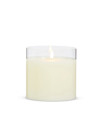 Clear Glass Ivory Pillar Candle 6 x 6"