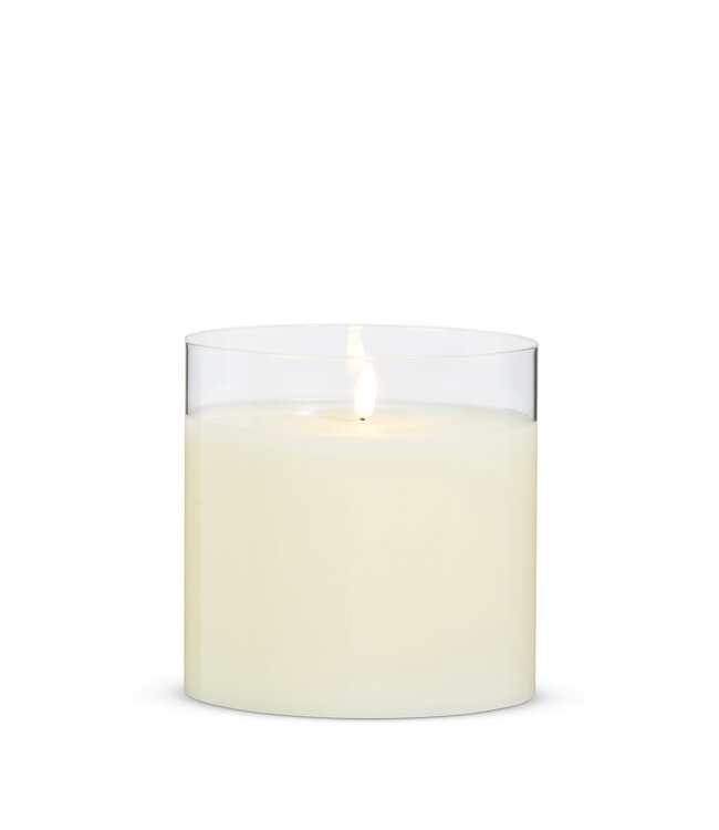 Clear Glass Ivory Pillar Candle 6 x 6"