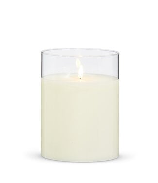 Clear Glass Ivory Pillar Candle 6 x 8"