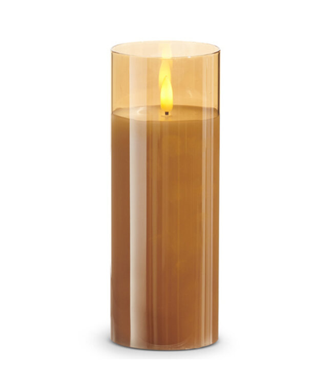 Gold Glass Ivory Pillar Candle 3 x 8"