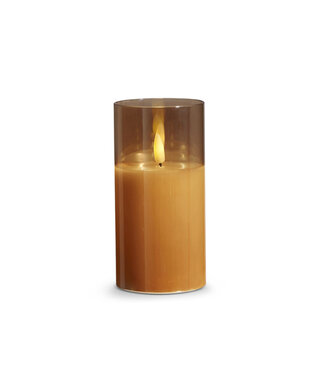 Gold Glass Ivory Pillar Candle 3 x 6"