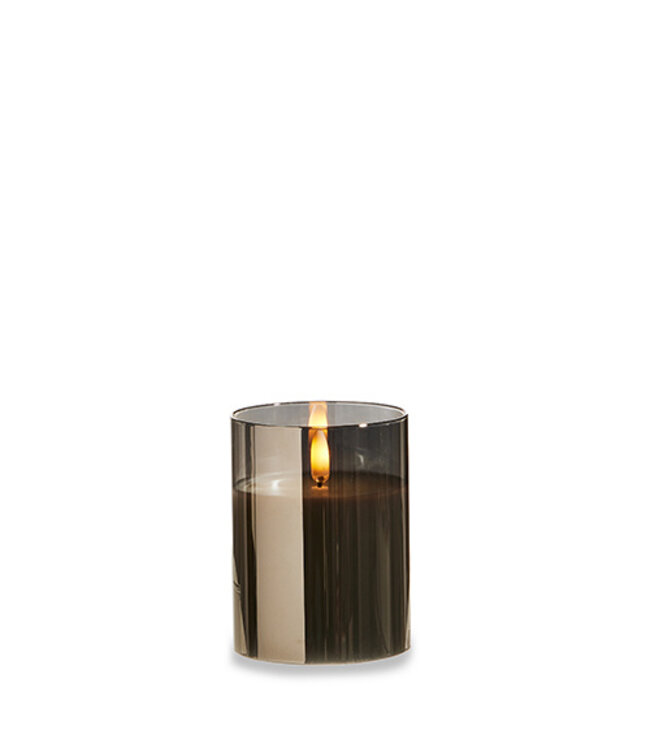 Smoke Glass Ivory Pillar Candle 3 x 4"
