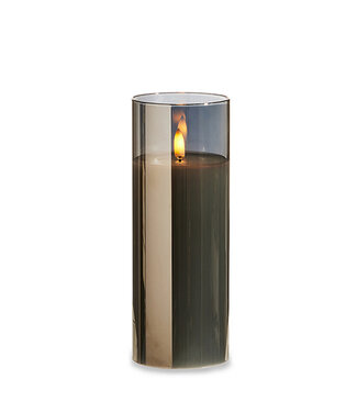 Smoke Glass Ivory Pillar Candle 3 x 8"