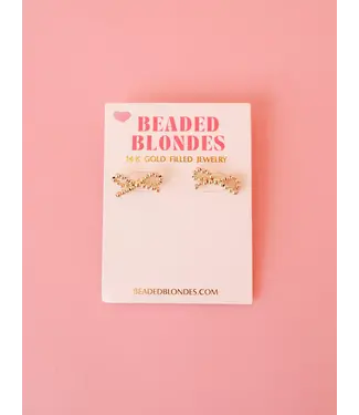 Beaded Blondes Beaded Blondes Gold Bow Earrings