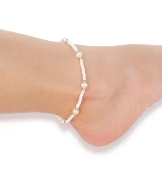 Beaded Blondes Beaded Blondes Luster White Pearl Anklet