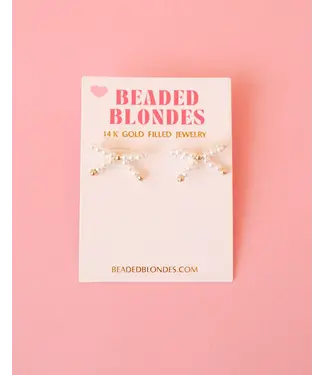 Beaded Blondes Beaded Blondes Pearl Bow Earrings