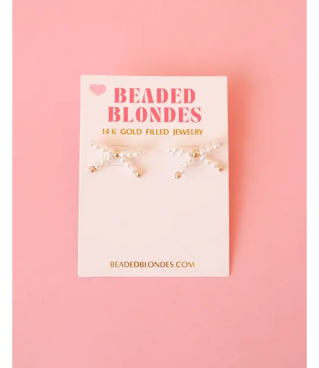 Beaded Blondes Pearl Bow Earrings