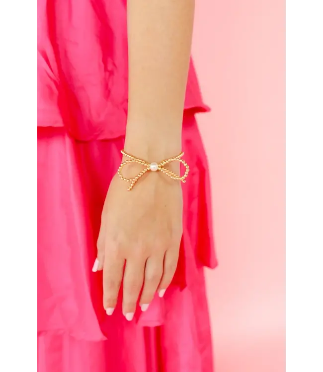 Beaded Blondes Gold Bow Bracelet