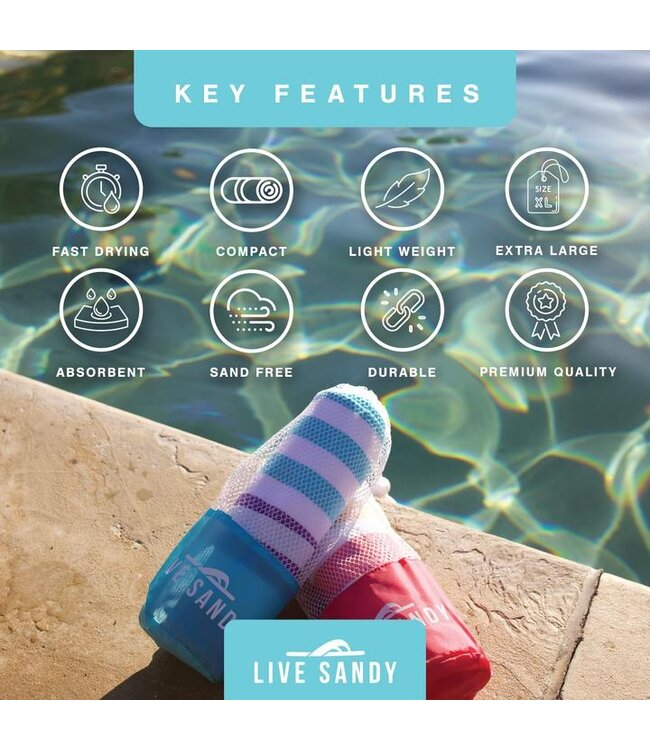 Live Sandy Lilac Lagoon Microfiber Beach Towel