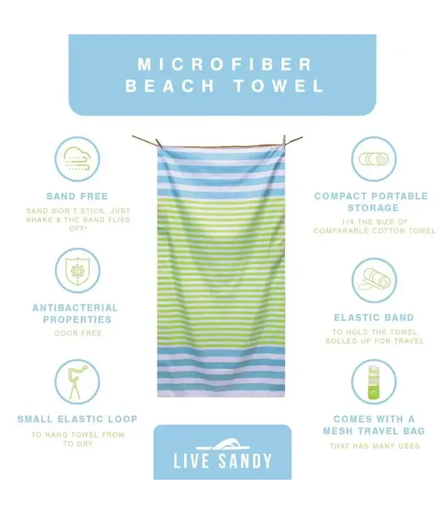 Live Sandy Key Lime Sky Microfiber Beach Towel