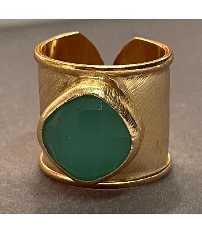 Elyssa Bass Chalcedony Gold Cuff Ring