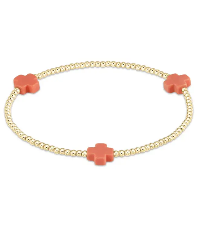 Enewton Signature Cross Small Gold Pattern 2mm Bead Bracelet