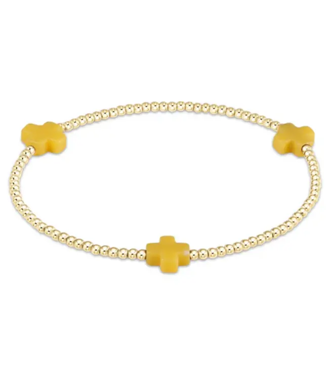 Enewton Signature Cross Small Gold Pattern 2mm Bead Bracelet