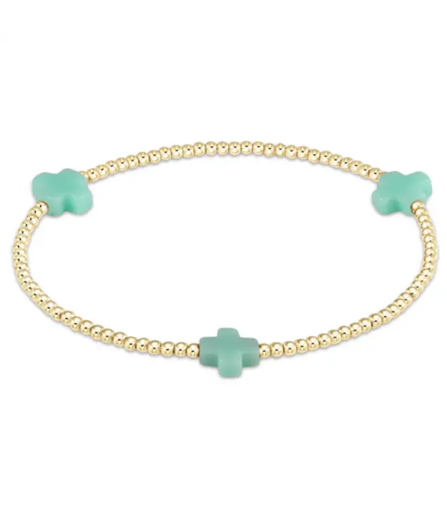 Enewton Signature Cross Small Gold Pattern 2mm Bead Bracelet