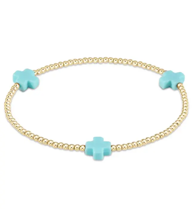 Enewton Signature Cross Small Gold Pattern 2mm Bead Bracelet