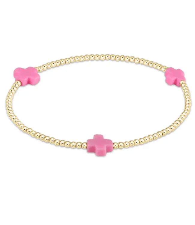Enewton Signature Cross Small Gold Pattern 2mm Bead Bracelet