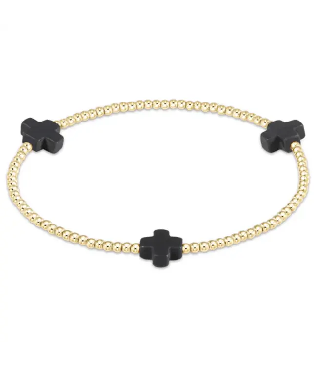 Enewton Signature Cross Small Gold Pattern 2mm Bead Bracelet