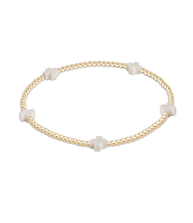Enewton Signature Cross Small Gold Pattern 2mm Bead Bracelet
