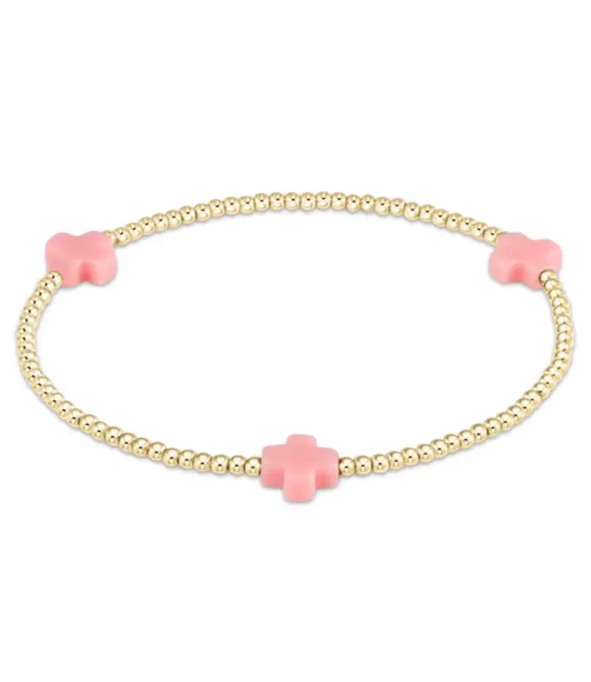 Enewton Signature Cross Small Gold Pattern 2mm Bead Bracelet