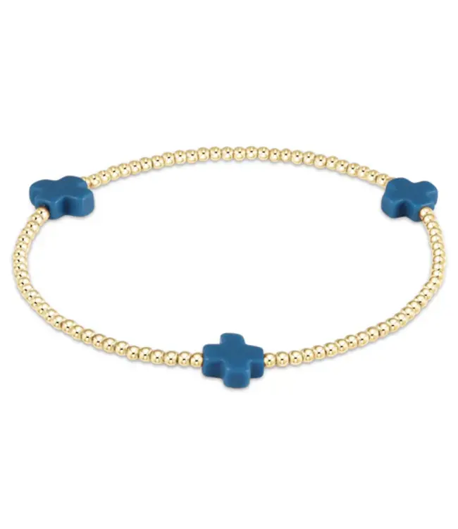 Enewton Signature Cross Small Gold Pattern 2mm Bead Bracelet