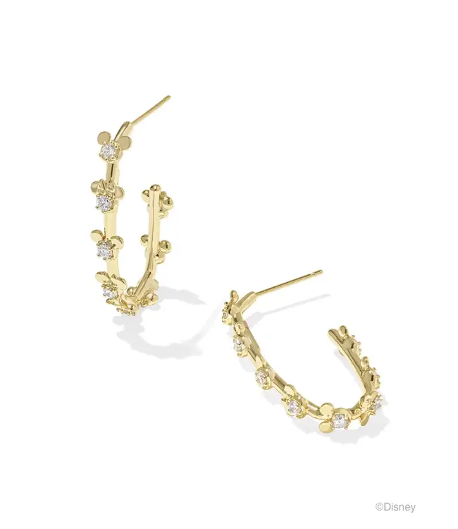 Disney | Kendra Scott Gold Mickey Mouse and Minnie Mouse Hoop Earrings in White CZ