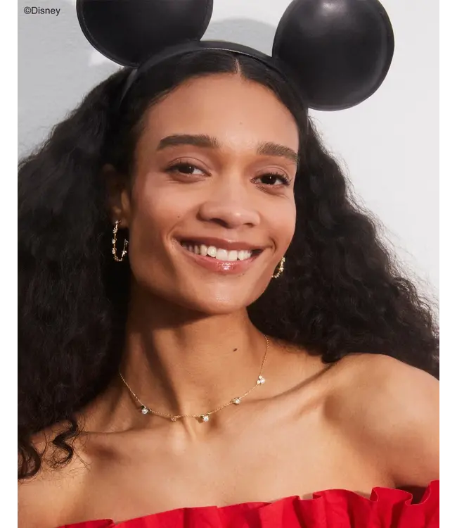 Disney | Kendra Scott Gold Mickey Mouse and Minnie Mouse Hoop Earrings in White CZ