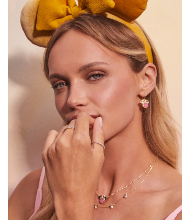 Disney | Kendra Scott Gold Minnie Mouse Drop Earring In Hot Pink Drusy