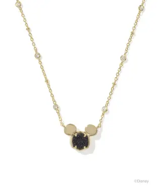 Kendra Scott Design Disney | Kendra Scott Gold Mickey Mouse Short Pendant Necklace in Black Drusy