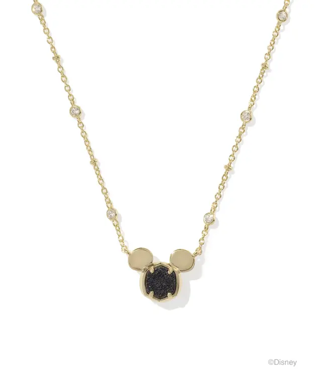 Disney | Kendra Scott Gold Mickey Mouse Short Pendant Necklace in Black Drusy