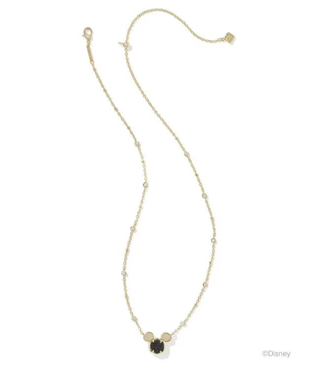 Disney | Kendra Scott Gold Mickey Mouse Short Pendant Necklace in Black Drusy