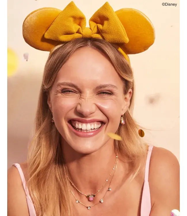 Disney | Kendra Scott Gold Minnie Mouse Short Pendant Necklace in Hot Pink Drusy