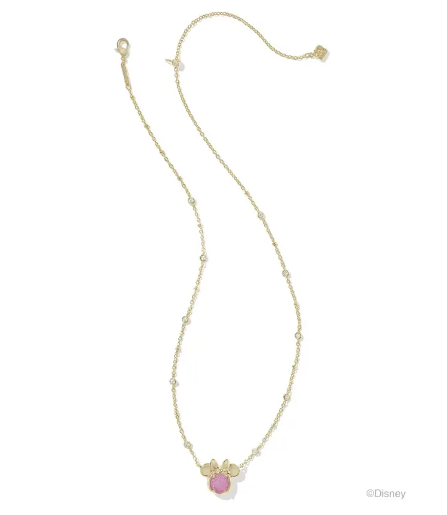 Disney | Kendra Scott Gold Minnie Mouse Short Pendant Necklace in Hot Pink Drusy