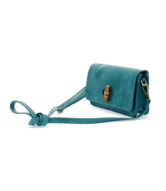 Joy Susan Bonnie Teal Mini Bamboo Turnlock Crossbody