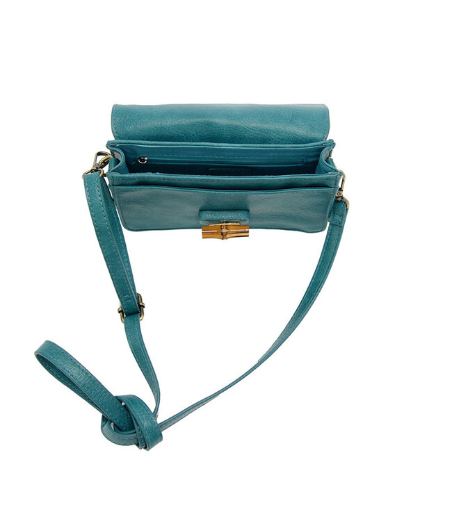 Joy Susan Bonnie Teal Mini Bamboo Turnlock Crossbody