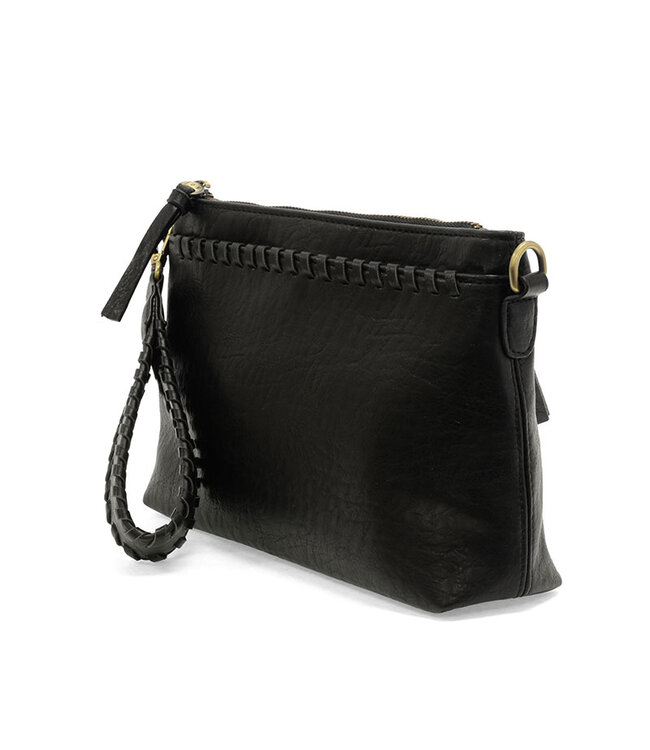 Joy Susan Oakley Black Whipstitch Wristlet & Crossbody