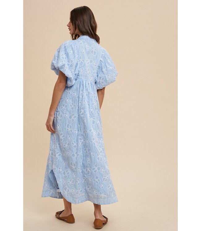 Val Sky Flower Outline Maxi Dress