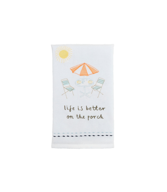 Life Is Better Embroidered Towel