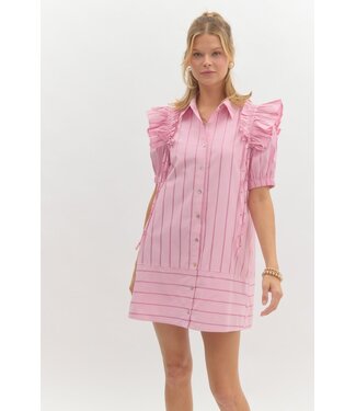 Entro Harper Pink Striped Dress