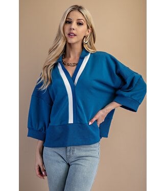 Gigio Jan Steel Blue Collared Sweatshirt