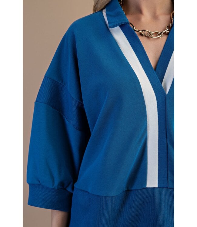 Jan Steel Blue Collared Sweatshirt