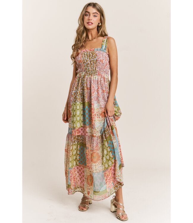 Emma Multi Patchwork Maxi Dress