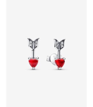 Pandora Arrow Murano Glass Heart Stud Earrings FINAL SALE