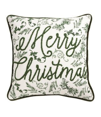 Merry Christmas Green Toile Pillow