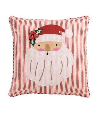 Striped Santa Embroidered Pillow