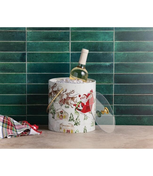 Santa Christmas Scene Ice Bucket