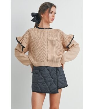 Butter Melon Lucinda Taupe Knit Sweater