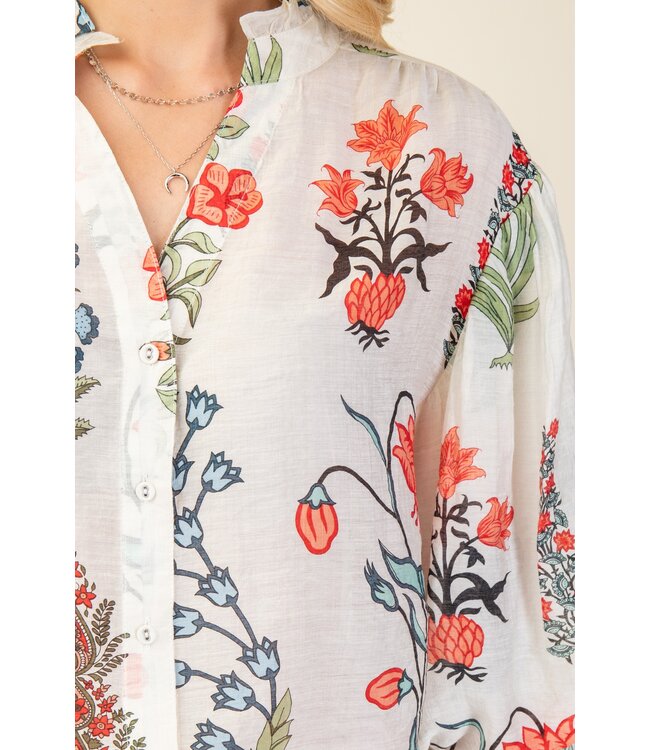 Cindy Off White Floral Blouse